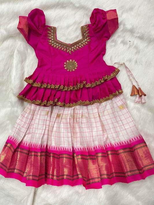 PRE ORDER : Vibrant Pink Delight: Navaratri Special Pattu Lehengas