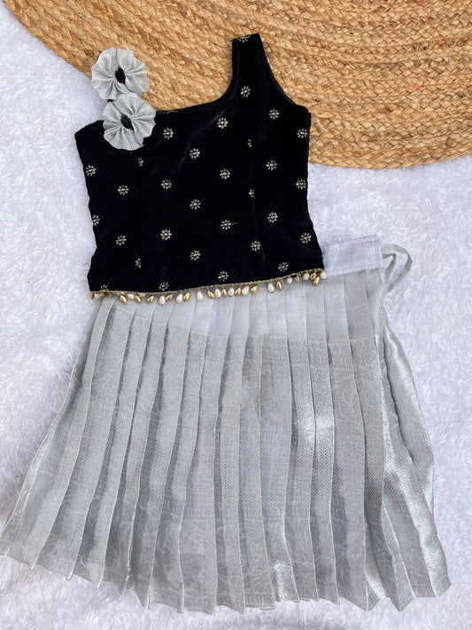 Sophisticated Black & Silver Lehenga Set for Girls