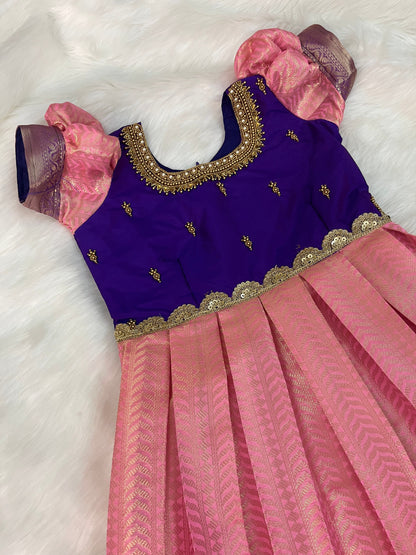 Pink & Royal blue Ceremonial frock