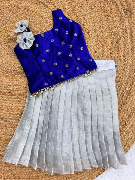 Stunning Blue & Silver Lehenga Set for Girls