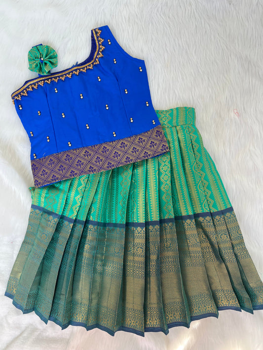 Ethnic Kids Semi-Silk Paithani Lehenga Set