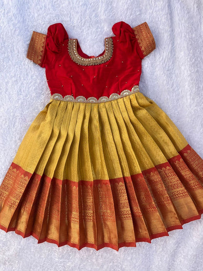 Colorful Divine Frocks - Red & Golden