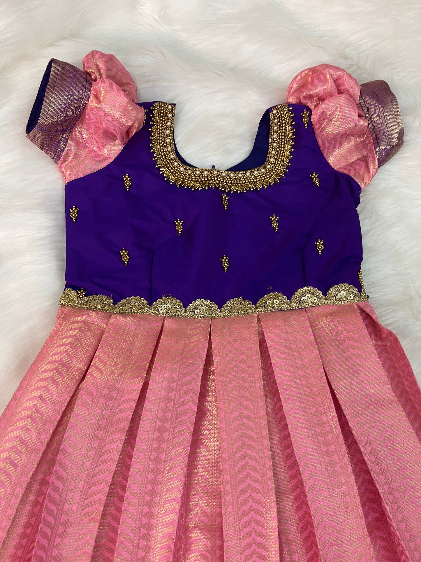 Pink & Royal blue Ceremonial frock