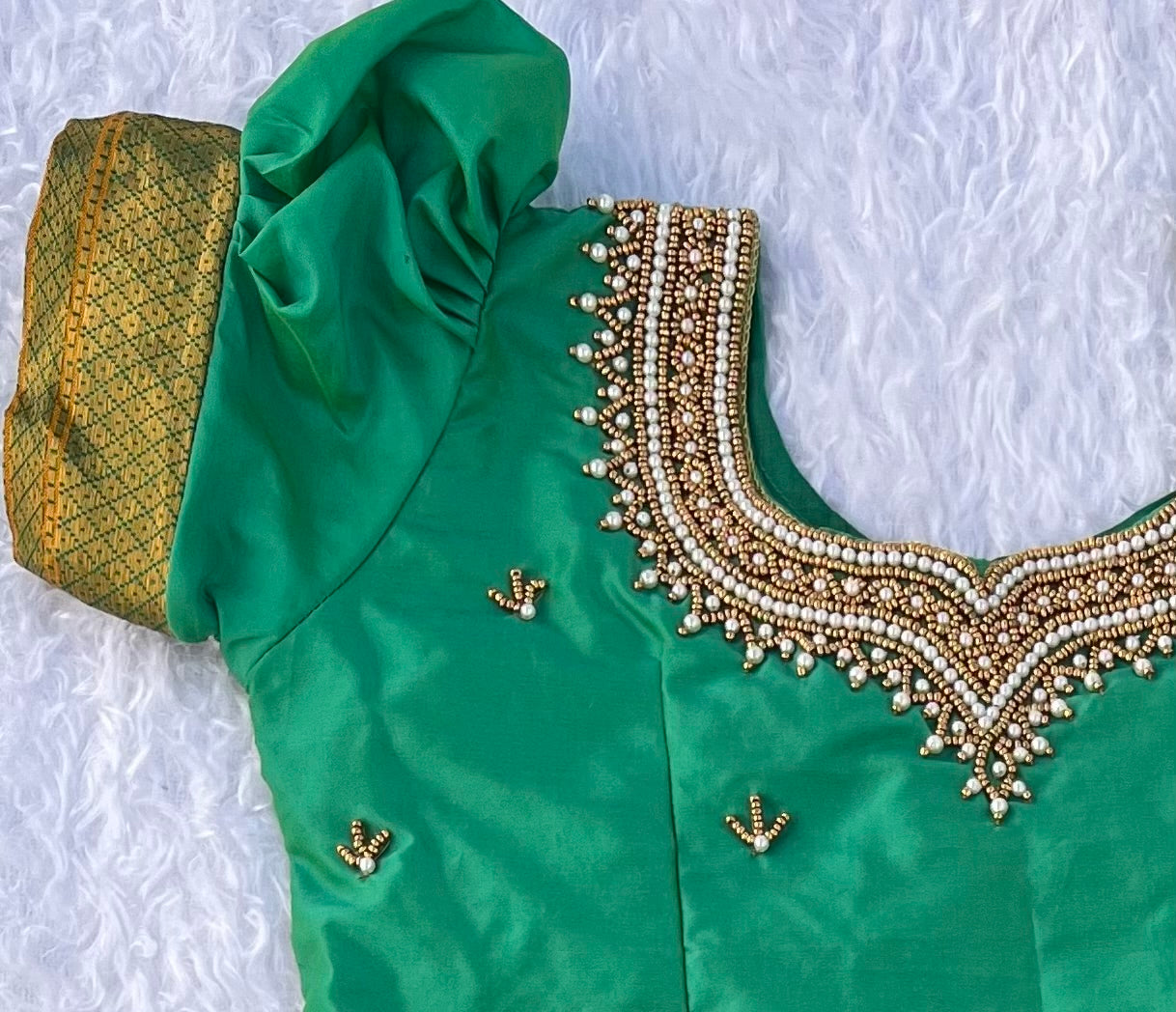 Traditional Green and Yellow Silk Lehenga Set