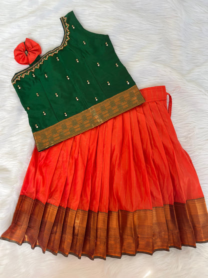 Ethnic Kids Semi-Silk Paithani Lehenga Set