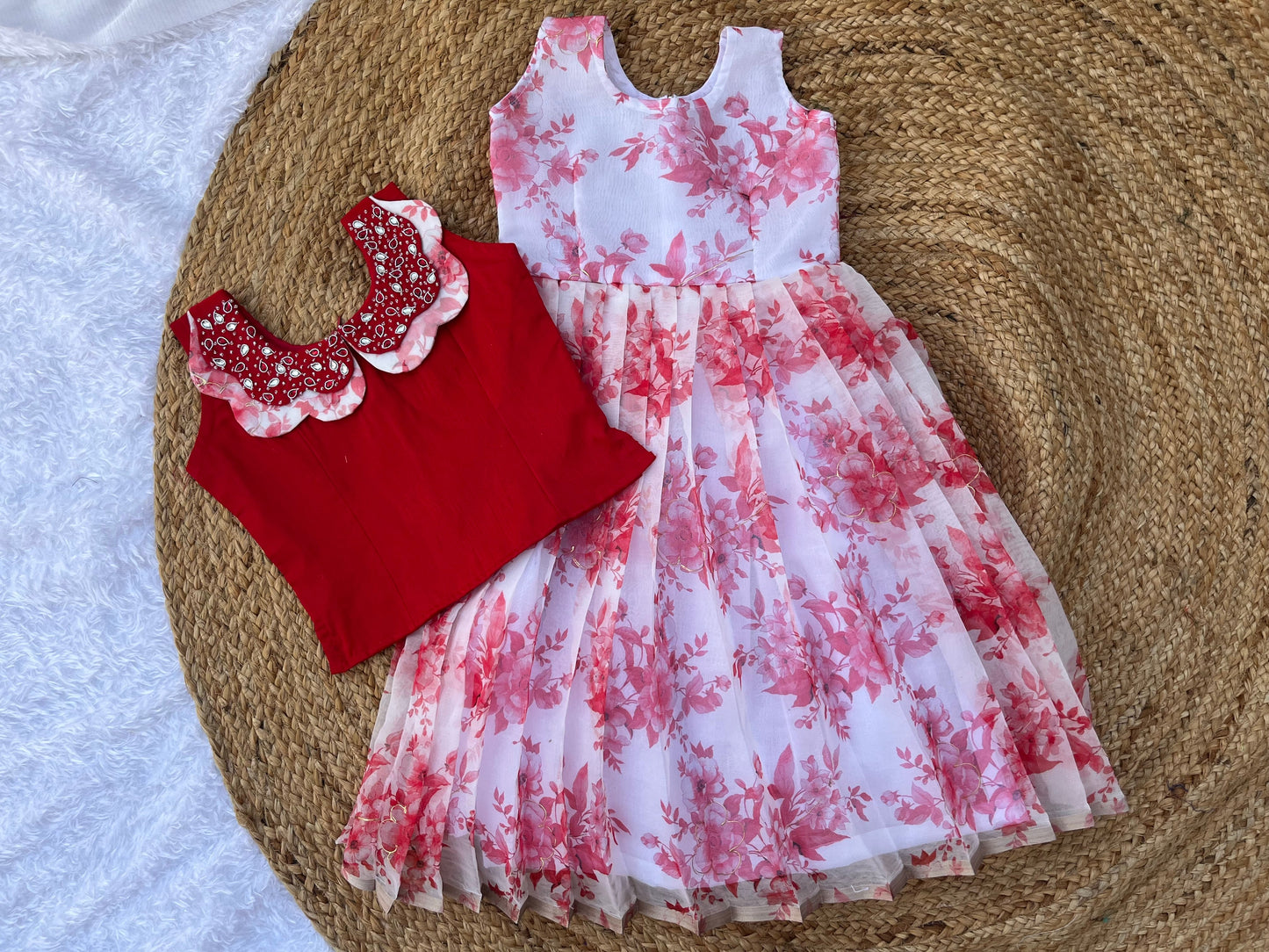 PRE ORDER : Little Princess Charm: Organza Frock with Hand Embroidery