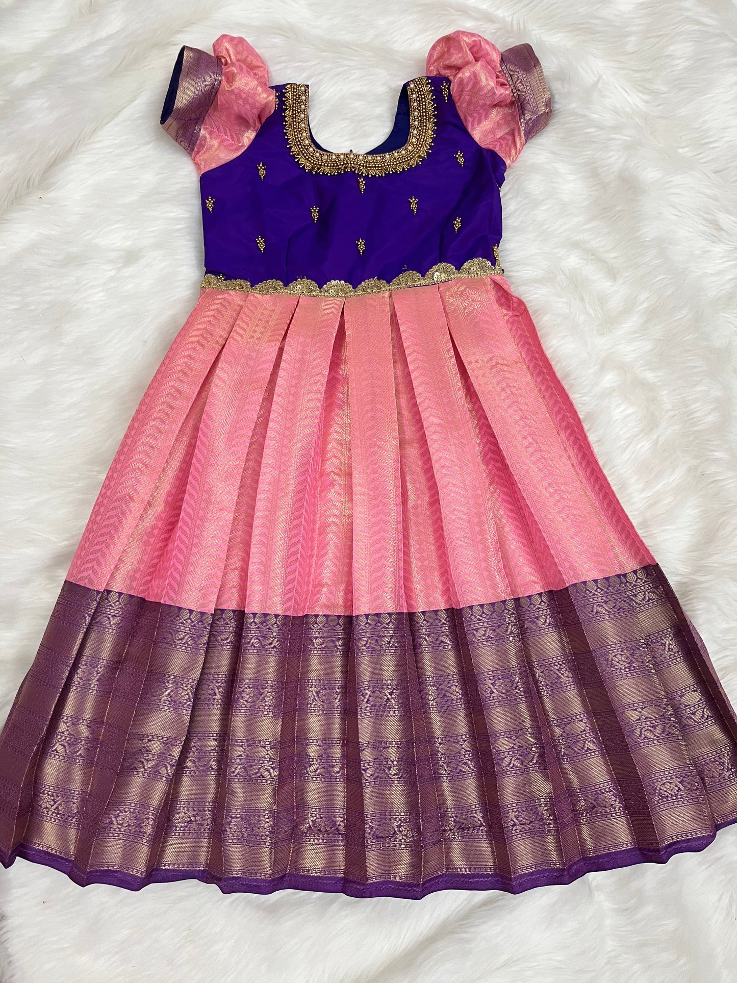 Pink & Royal blue Ceremonial frock