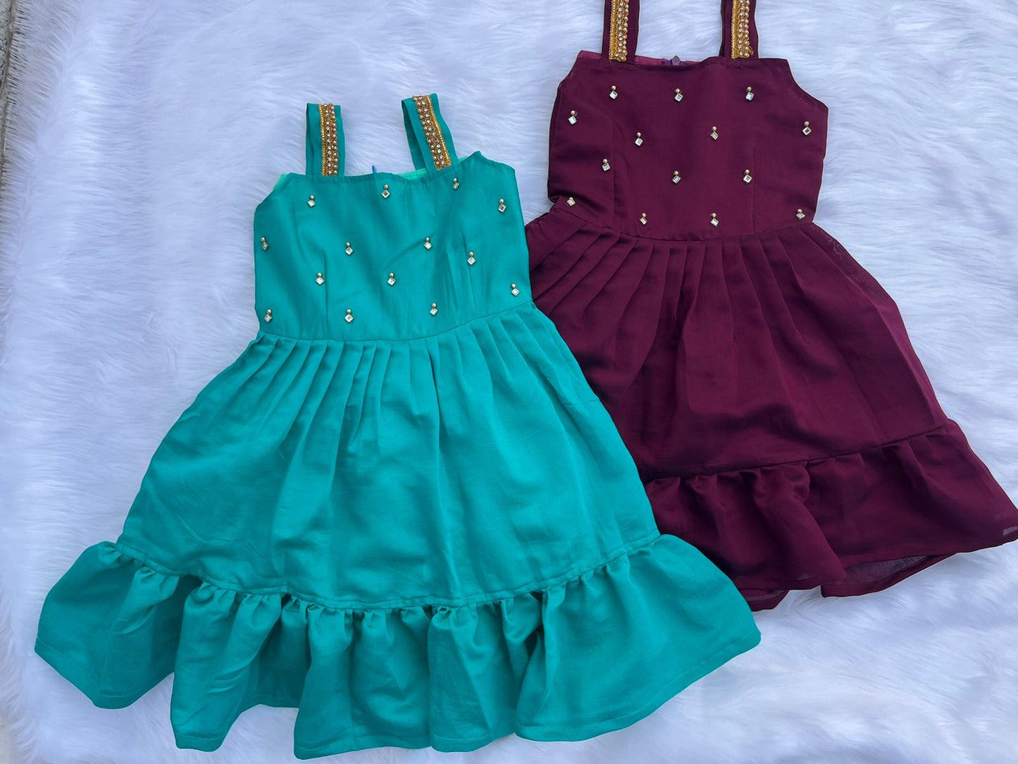 Elegant Sleeveless Semi-Silk Frocks for Girls