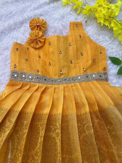 Yellow Colorful Divine Frock