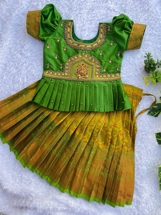 PRE ORDER : GREEN Lehenga with Premium Jewel-Toned Ethnic Dress