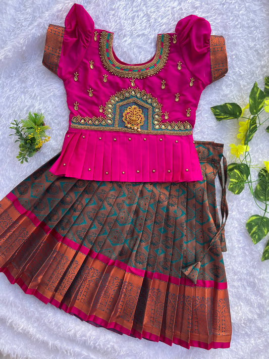 PRE ORDER : Premium Jewel-Toned Ethnic Dress with Aari Work
