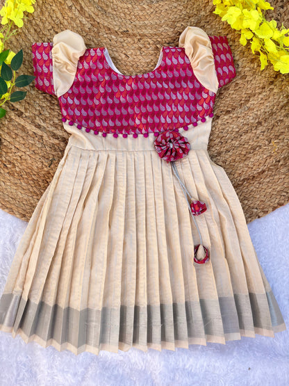 Latte Bliss: Affordable Cotton Frock with Unique Design