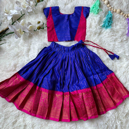 Simple Royal Blue & Pink Lehenga | 6-12 Months - Kalas Couture