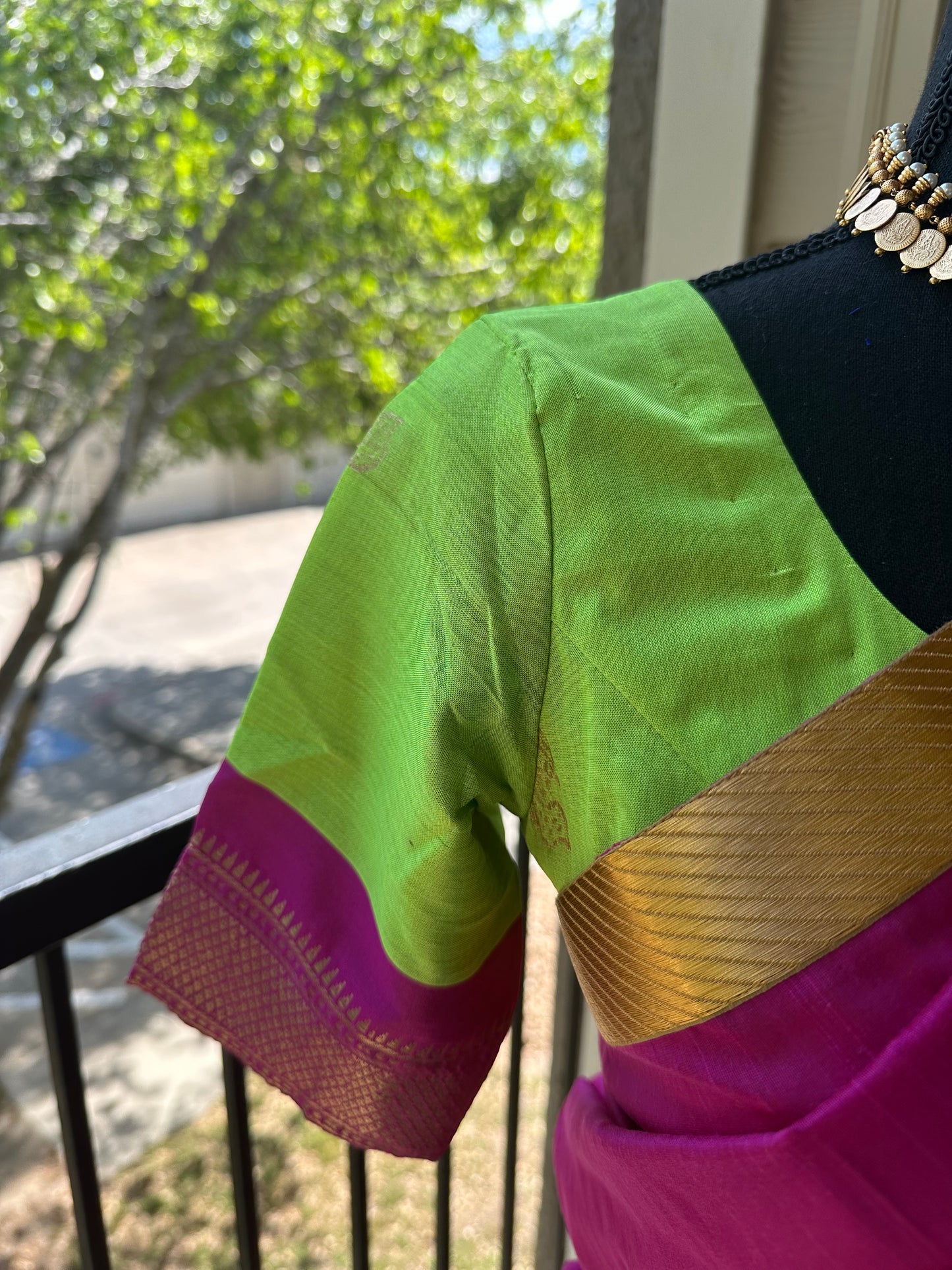 "Elegant Green and Vadamalli Half Saree"