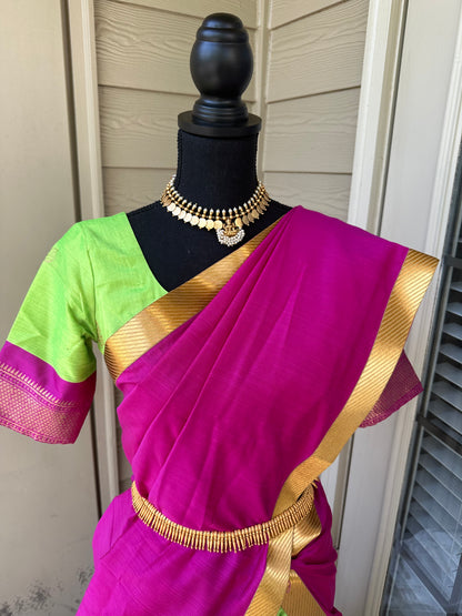 "Elegant Green and Vadamalli Half Saree"