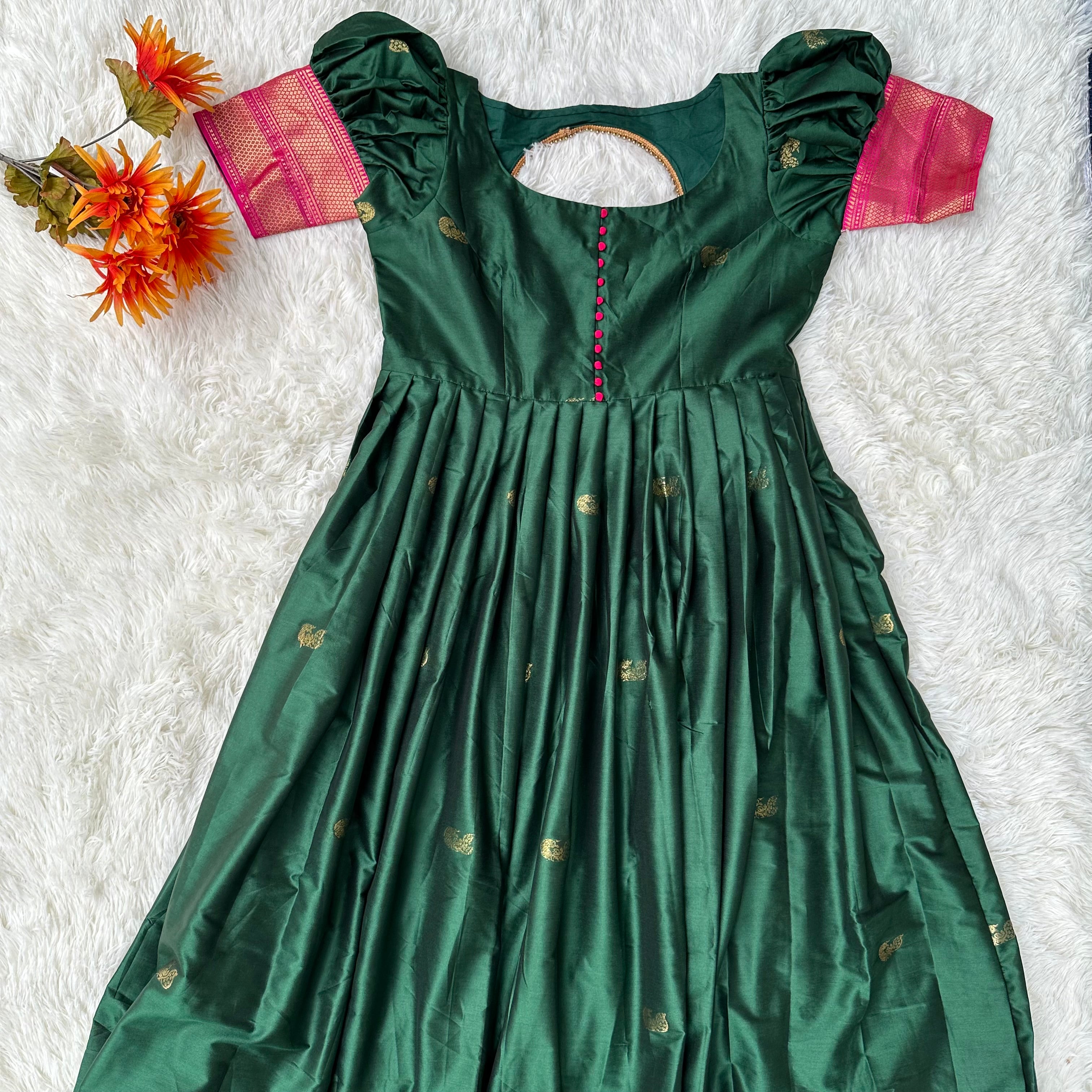 Buy Green Round Neck Flared Dress Online - W for Woman