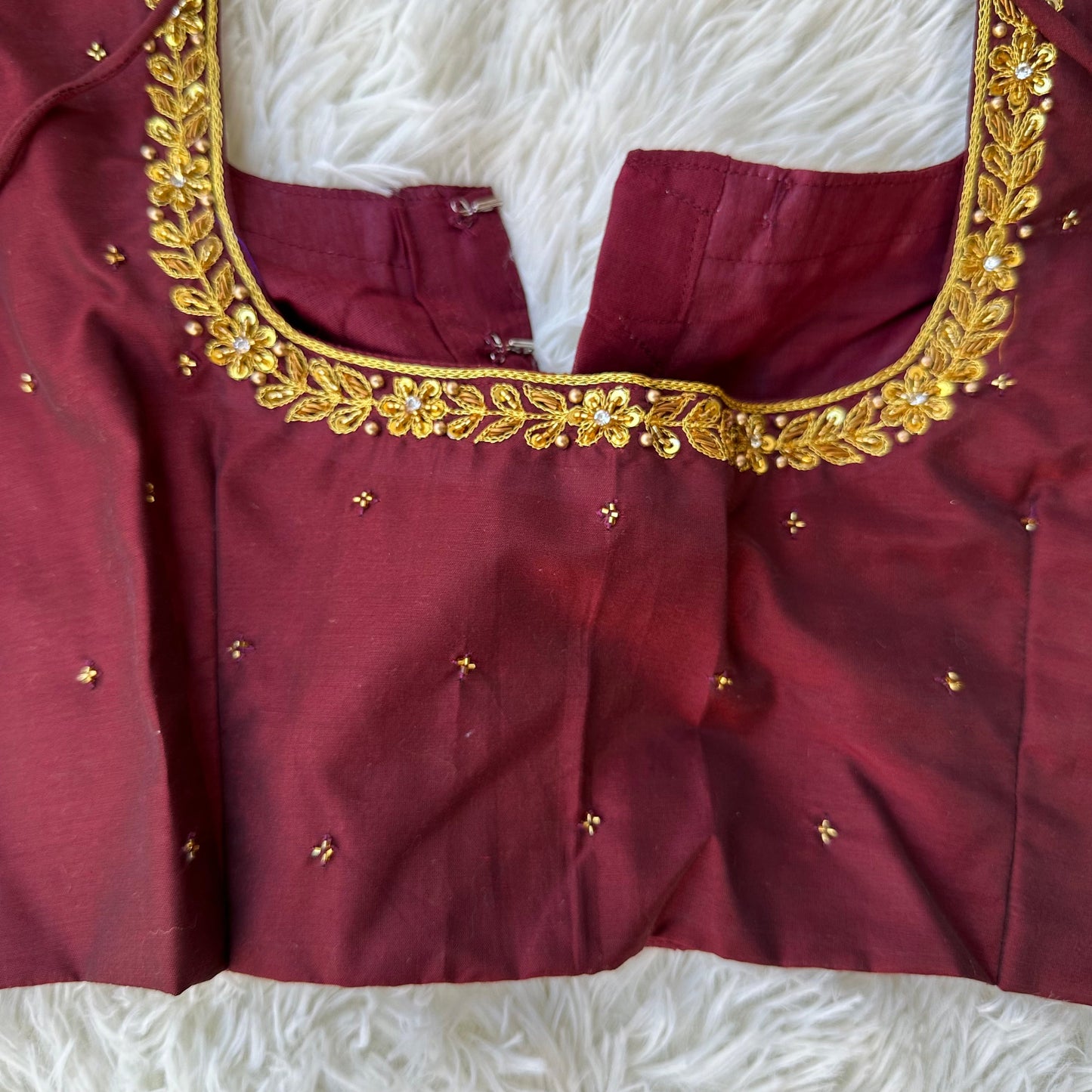 Elegant Maroon Aari Work Blouse: Perfect Companion